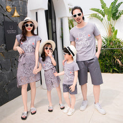 Mother And Child Suit Mother And Daughter Lace Short-sleeved Summer Dress