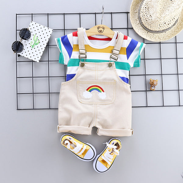 Overalls Baby and Toddler Striped Short Sleeves