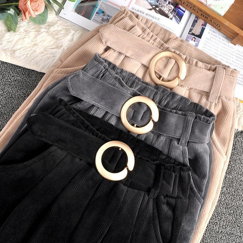 Girls' Corduroy Pants Autumn And Winter Clothes New Plus Cashmere