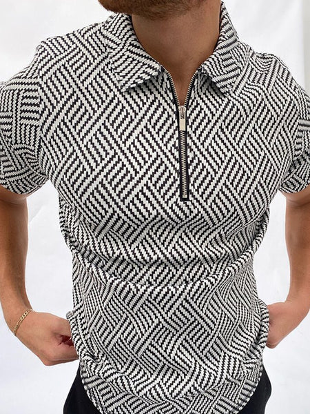Men's Polo Shirt Men Solid Polo Shirts Brand Men Short-Sleeved Shirt Summer Shirt Man Clothing in stylish black and white pattern.