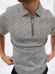 Men's Polo Shirt Men Solid Polo Shirts Brand Men Short-Sleeved Shirt Summer Shirt Man Clothing in stylish black and white pattern.