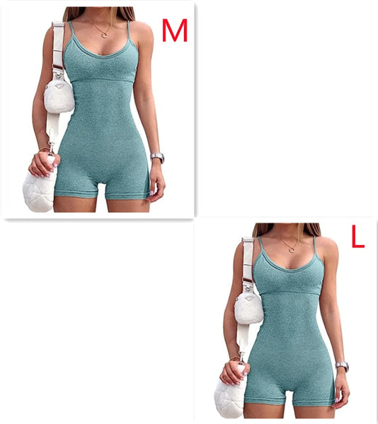 Spaghetti Strap Shorts Jumpsuit Sports Yoga Workout Tight Romper Women Fashion Fitness Sportwear