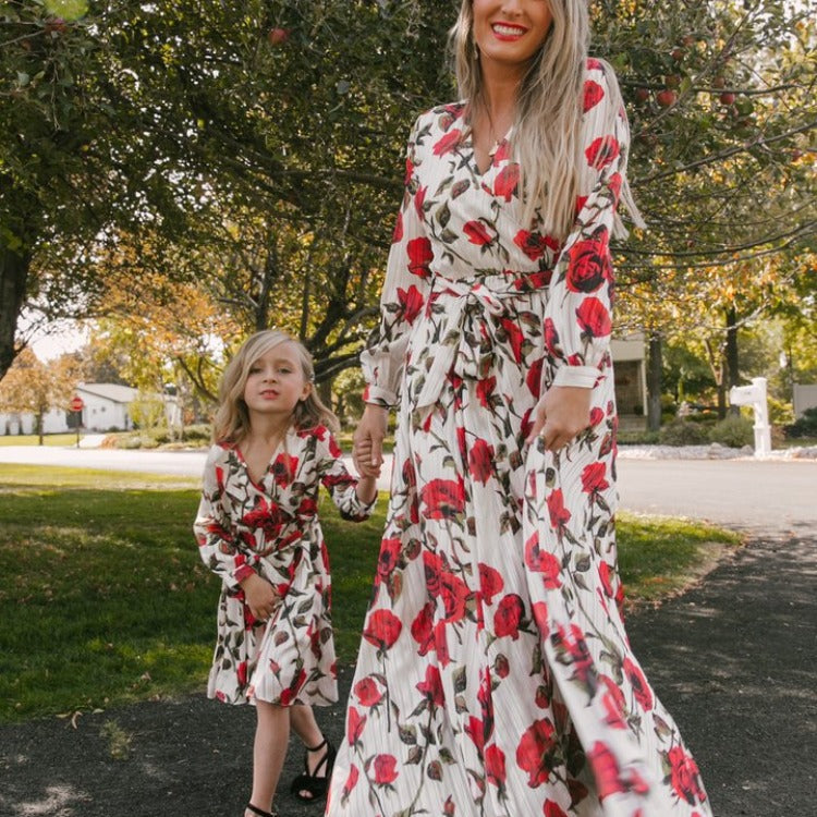 Floral Print Dress For Mother And Daughter