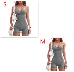 Spaghetti Strap Shorts Jumpsuit Sports Yoga Workout Tight Romper Women Fashion Fitness Sportwear
